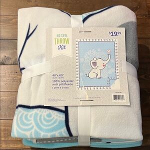 Joann fabrics No Sew Throw Kit with Elephant Design
